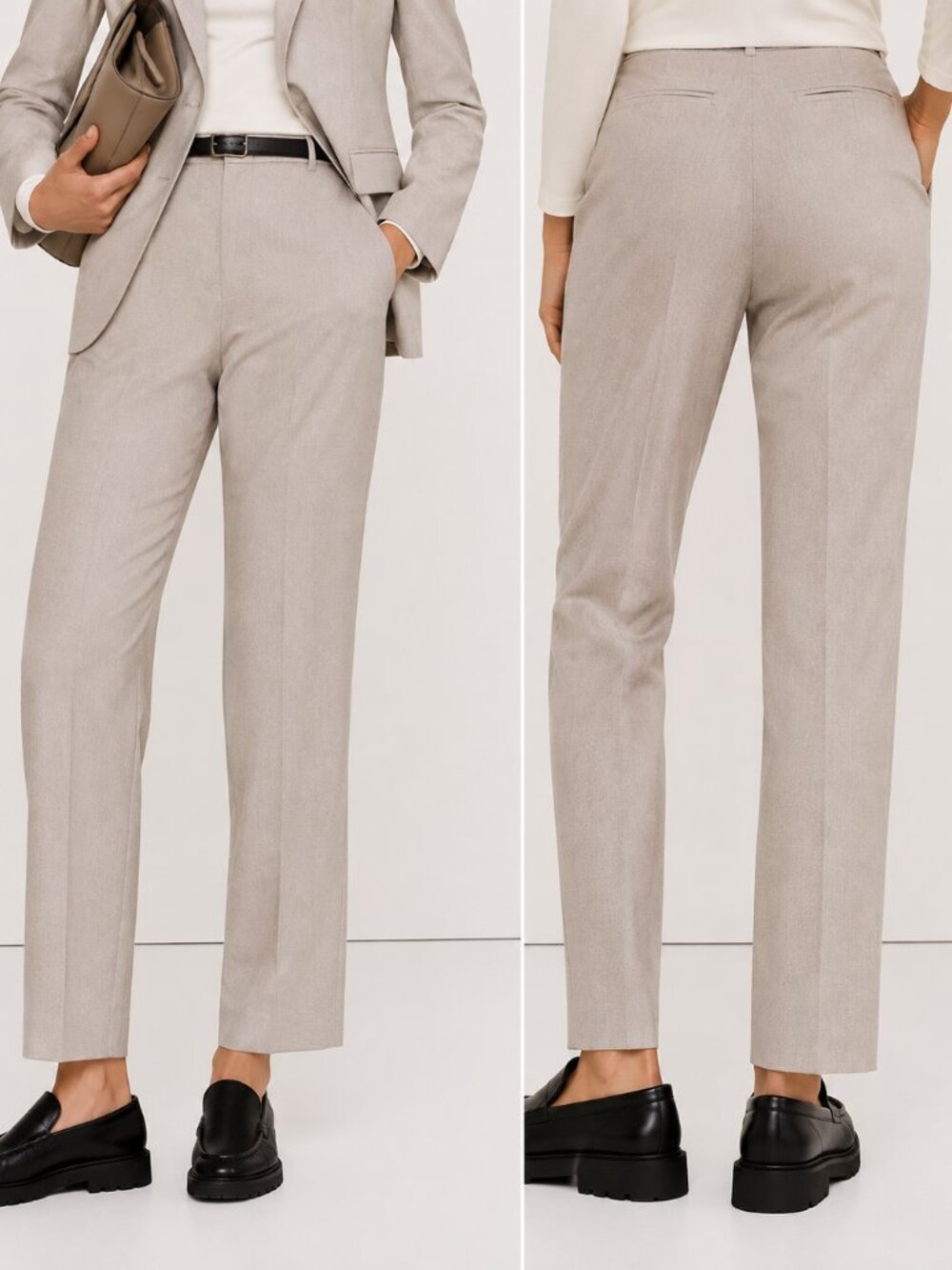Banana Republic 95% Wool Logan Fit Cropped Ankle Pants Size 14 Taupe Stretch